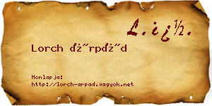 Lorch Árpád névjegykártya